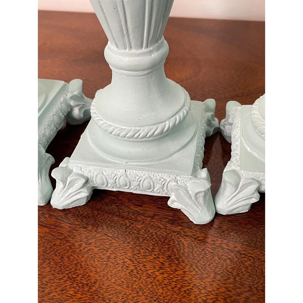 Set of 3 painted coastal ,cottage core, farmhouse, candle holders statement